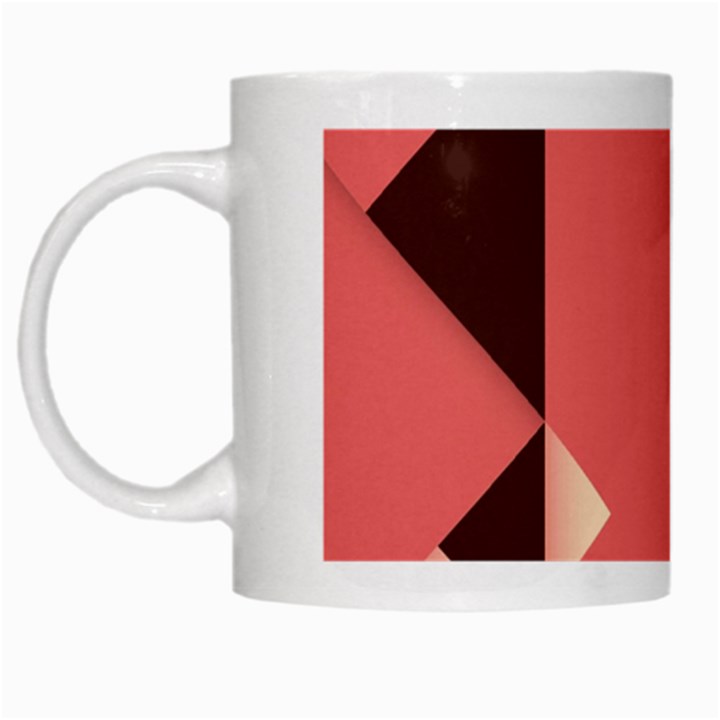 Retro Abstract Background, Brown-pink Geometric Background White Mug