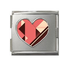 Retro Abstract Background, Brown-pink Geometric Background Mega Link Heart Italian Charm (18mm) by nateshop