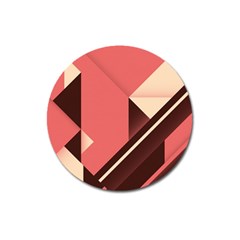 Retro Abstract Background, Brown-pink Geometric Background Magnet 3  (round) by nateshop