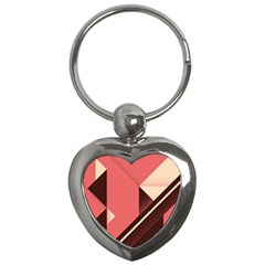 Retro Abstract Background, Brown-pink Geometric Background Key Chain (heart) by nateshop