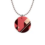 Retro Abstract Background, Brown-pink Geometric Background 1  Button Necklace Front