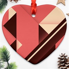 Retro Abstract Background, Brown-pink Geometric Background Heart Ornament (two Sides) by nateshop