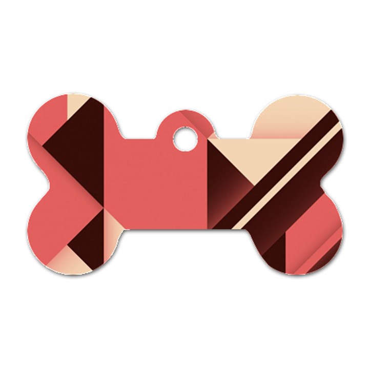 Retro Abstract Background, Brown-pink Geometric Background Dog Tag Bone (One Side)