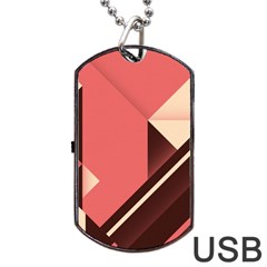 Retro Abstract Background, Brown-pink Geometric Background Dog Tag Usb Flash (two Sides) by nateshop