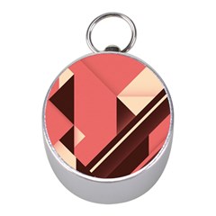 Retro Abstract Background, Brown-pink Geometric Background Mini Silver Compasses by nateshop