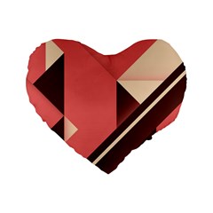 Retro Abstract Background, Brown-pink Geometric Background Standard 16  Premium Flano Heart Shape Cushions by nateshop