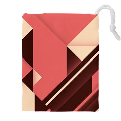 Retro Abstract Background, Brown-pink Geometric Background Drawstring Pouch (5xl) by nateshop