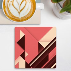 Retro Abstract Background, Brown-pink Geometric Background Uv Print Square Tile Coaster  by nateshop