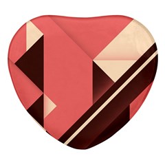 Retro Abstract Background, Brown-pink Geometric Background Heart Glass Fridge Magnet (4 Pack) by nateshop