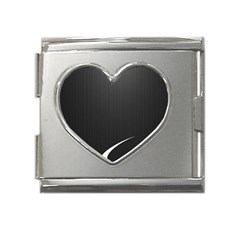 S Black Fingerprint, Black, Edge Mega Link Heart Italian Charm (18mm) by nateshop