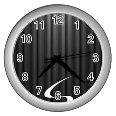 S Black Fingerprint, Black, Edge Wall Clock (silver) by nateshop