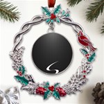 S Black Fingerprint, Black, Edge Metal X mas Wreath Holly leaf Ornament Front