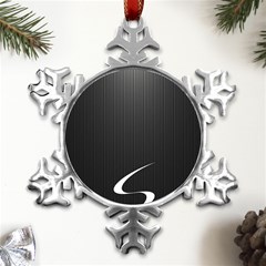 S Black Fingerprint, Black, Edge Metal Small Snowflake Ornament by nateshop