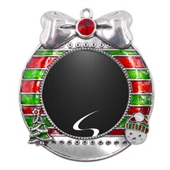 S Black Fingerprint, Black, Edge Metal X mas Ribbon With Red Crystal Round Ornament