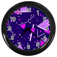 Triangles, Triangle, Colorful Wall Clock (black) by nateshop