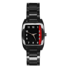 Abstract Black & Red, Backgrounds, Lines Stainless Steel Barrel Watch by nateshop