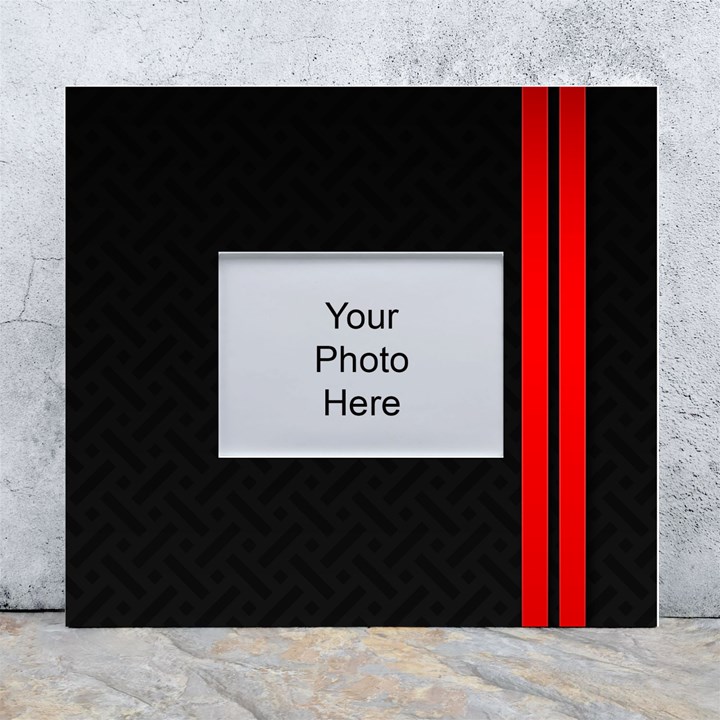 Abstract Black & Red, Backgrounds, Lines White Wall Photo Frame 5  x 7 