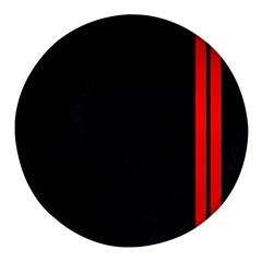 Abstract Black & Red, Backgrounds, Lines Round Glass Fridge Magnet (4 Pack) by nateshop