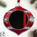 Abstract Black & Red, Backgrounds, Lines Metal Snowflake And Bell Red Ornament Front