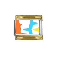 Warp Lines Colorful Multicolor Gold Trim Italian Charm (9mm) by Cemarart