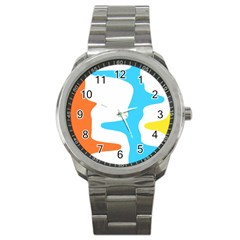 Warp Lines Colorful Multicolor Sport Metal Watch by Cemarart