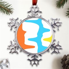 Warp Lines Colorful Multicolor Metal Large Snowflake Ornament by Cemarart