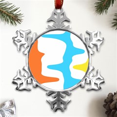 Warp Lines Colorful Multicolor Metal Small Snowflake Ornament by Cemarart