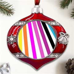 Colorful Multicolor Colorpop Flare Metal Snowflake And Bell Red Ornament by Cemarart