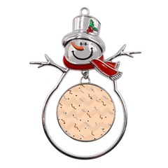 Lines Dots Pattern Abstract Art Metal Snowman Ornament