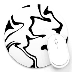 Black And White Swirl Background Round Mousepad by Cemarart