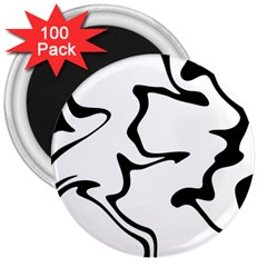 Black And White Swirl Background 3  Magnets (100 Pack) by Cemarart