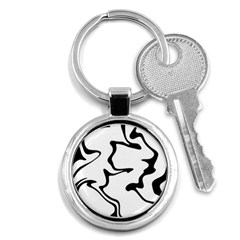 Black And White Swirl Background Key Chain (round) by Cemarart