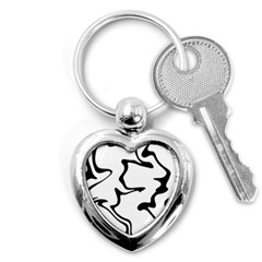 Black And White Swirl Background Key Chain (heart) by Cemarart