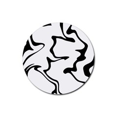 Black And White Swirl Background Rubber Round Coaster (4 Pack) by Cemarart