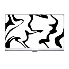 Black And White Swirl Background Business Card Holder by Cemarart