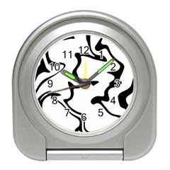 Black And White Swirl Background Travel Alarm Clock by Cemarart