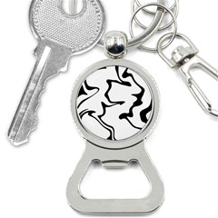 Black And White Swirl Background Bottle Opener Key Chain by Cemarart