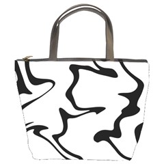 Black And White Swirl Background Bucket Bag by Cemarart