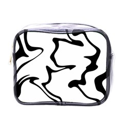 Black And White Swirl Background Mini Toiletries Bag (one Side) by Cemarart