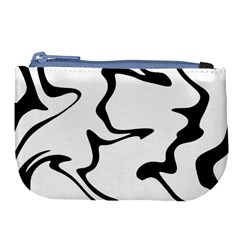 Black And White Swirl Background Large Coin Purse by Cemarart