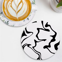 Black And White Swirl Background Uv Print Round Tile Coaster by Cemarart