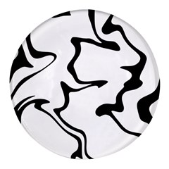 Black And White Swirl Background Round Glass Fridge Magnet (4 Pack) by Cemarart