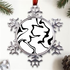 Black And White Swirl Background Metal Large Snowflake Ornament by Cemarart