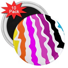 Warp Liquid Multicolor Kids 3  Magnets (10 Pack)  by Cemarart