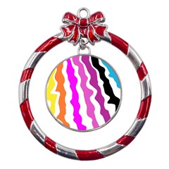 Warp Liquid Multicolor Kids Metal Red Ribbon Round Ornament