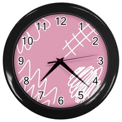 Elements Scribble Wiggly Lines Wall Clock (black) by Cemarart