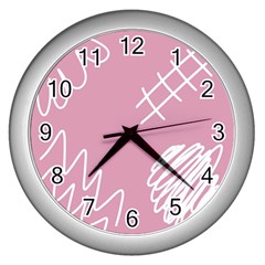 Elements Scribble Wiggly Lines Wall Clock (silver) by Cemarart