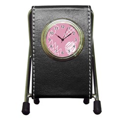 Elements Scribble Wiggly Lines Pen Holder Desk Clock by Cemarart