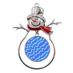 Purple Mint Turquoise Background Metal Snowman Ornament