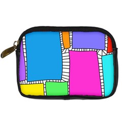 Shapes Texture Colorful Cartoon Digital Camera Leather Case by Cemarart